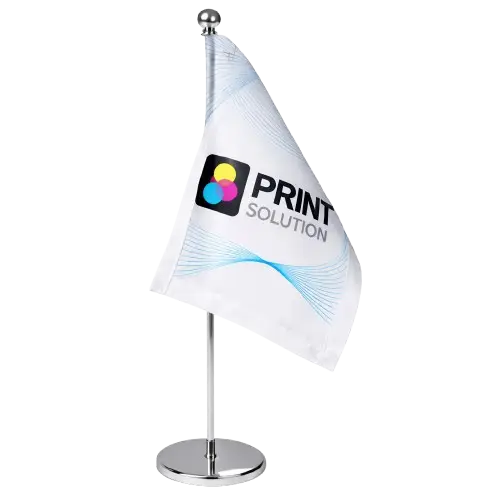 Banderas sobremesa personalizadas con mástil y base incluidos